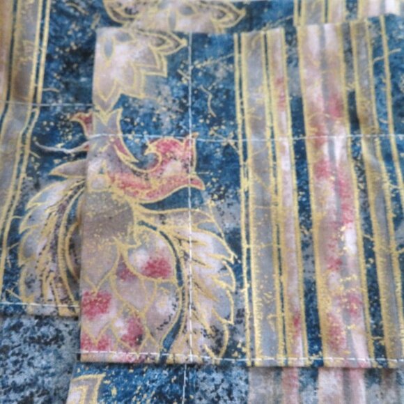 New Vintage JCPenney Valance Curtain Scalloped Blue Floral Stripe Pattern USA - Picture 8 of 11